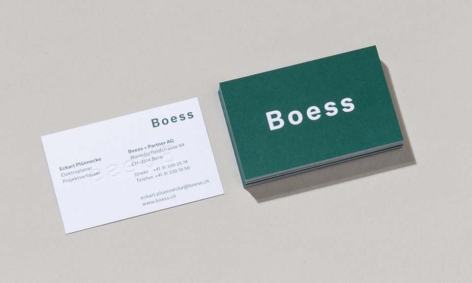 durchzwei, Boess+Partner, Visitenkarte, Logo